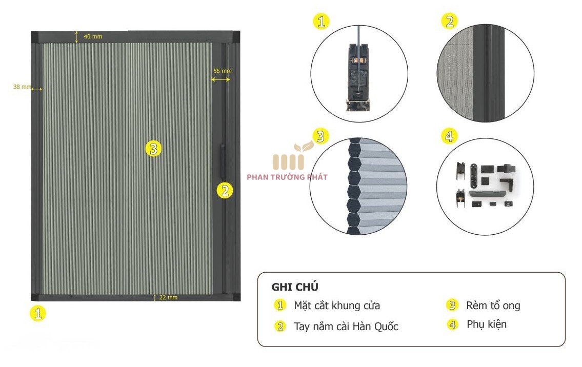 Cấu tạo chuyên sâu của rèm tổ ong lùa ngang 1 cánh hệ 30