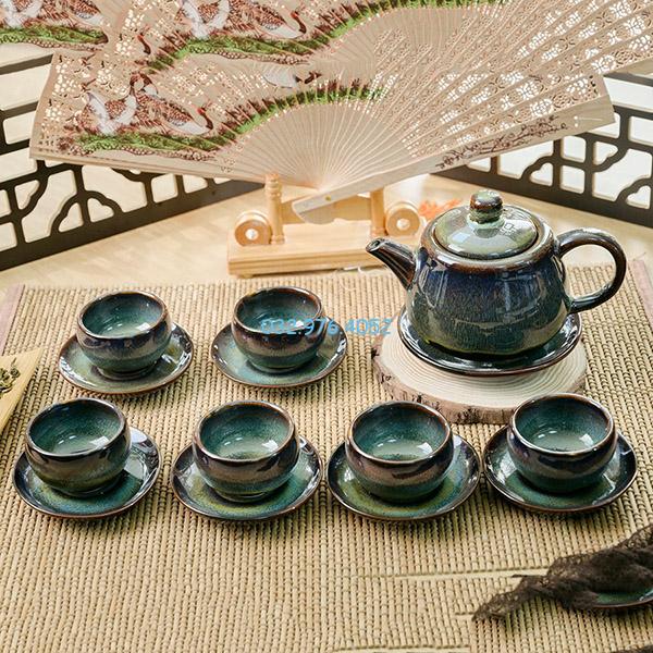 Ấm Chén Hỏa Biến Men Xanh
