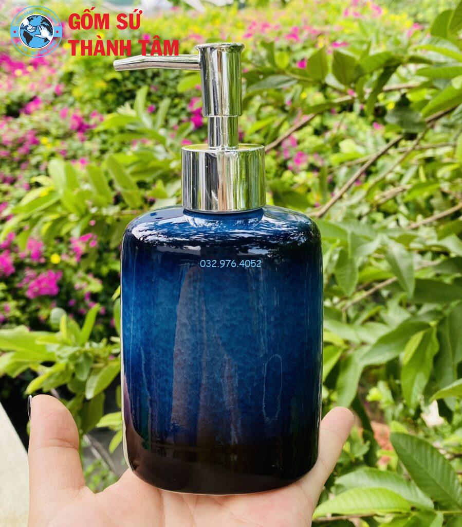 Bình đựng sữa tắm gốm sứ men hỏa biến xanh Bình đựng sữa tắm gốm sứ men hỏa biến xanh