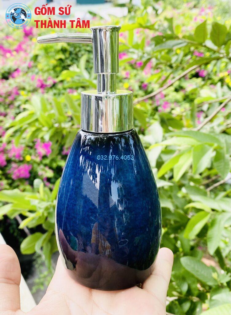 Bình đựng sữa tắm gốm sứ men hỏa biến xanh Bình đựng sữa tắm gốm sứ men hỏa biến xanh