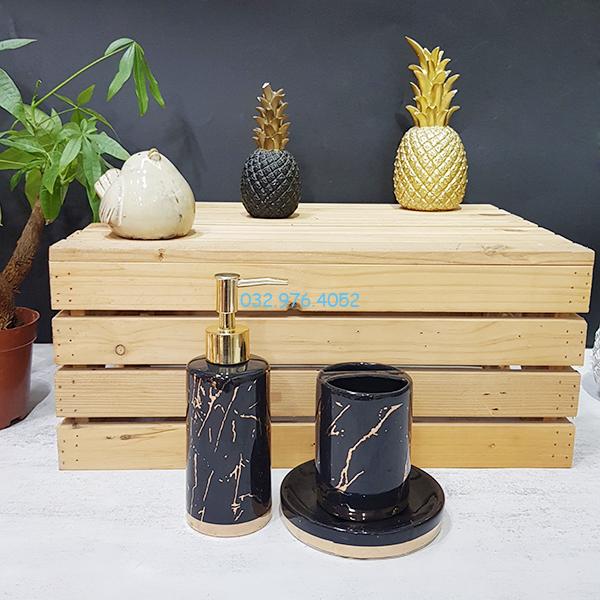 Bình đựng sữa tắm vân đá màu đen Bình đựng sữa tắm vân đá màu đen