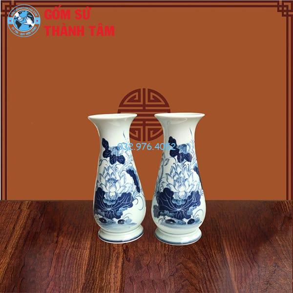 Bình Hoa Bàn Thờ Men Xanh Ngọc Sen