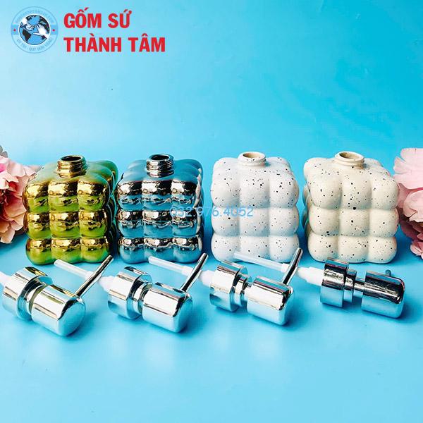 Bình sứ đựng sữa tắm dầu gội dáng vuông