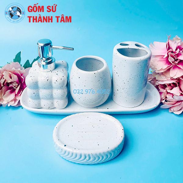Bình sứ đựng sữa tắm dầu gội dáng vuông