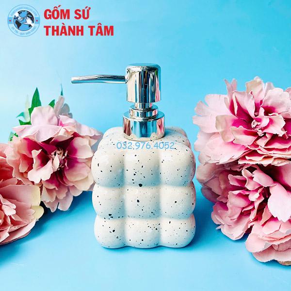 Bình sứ đựng sữa tắm dầu gội dáng vuông