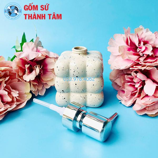 Bình sứ đựng sữa tắm dầu gội dáng vuông