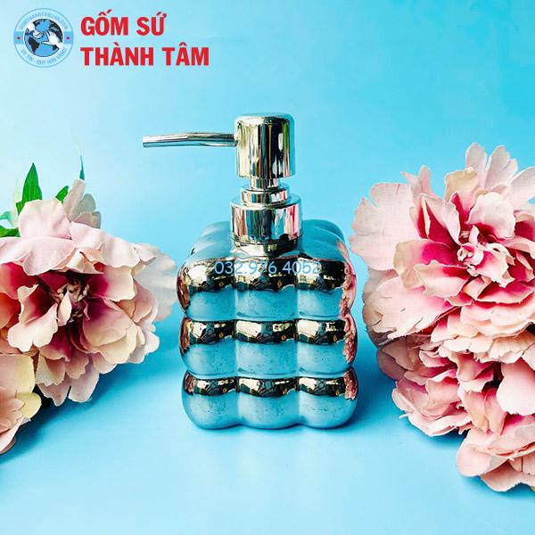 Bình sứ đựng sữa tắm dầu gội dáng vuông