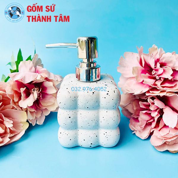Bình sứ đựng sữa tắm dầu gội dáng vuông