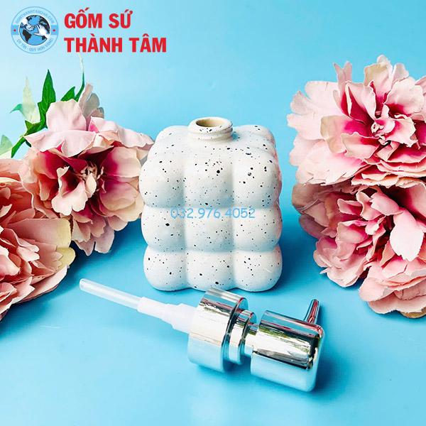 Bình sứ đựng sữa tắm dầu gội dáng vuông