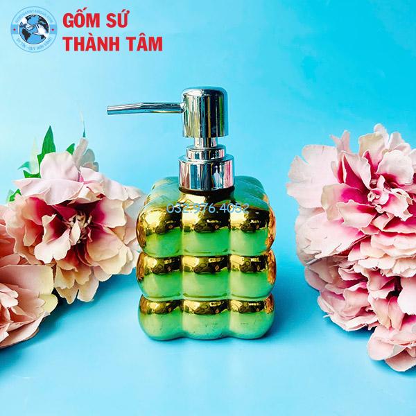 Bình sứ đựng sữa tắm dầu gội dáng vuông