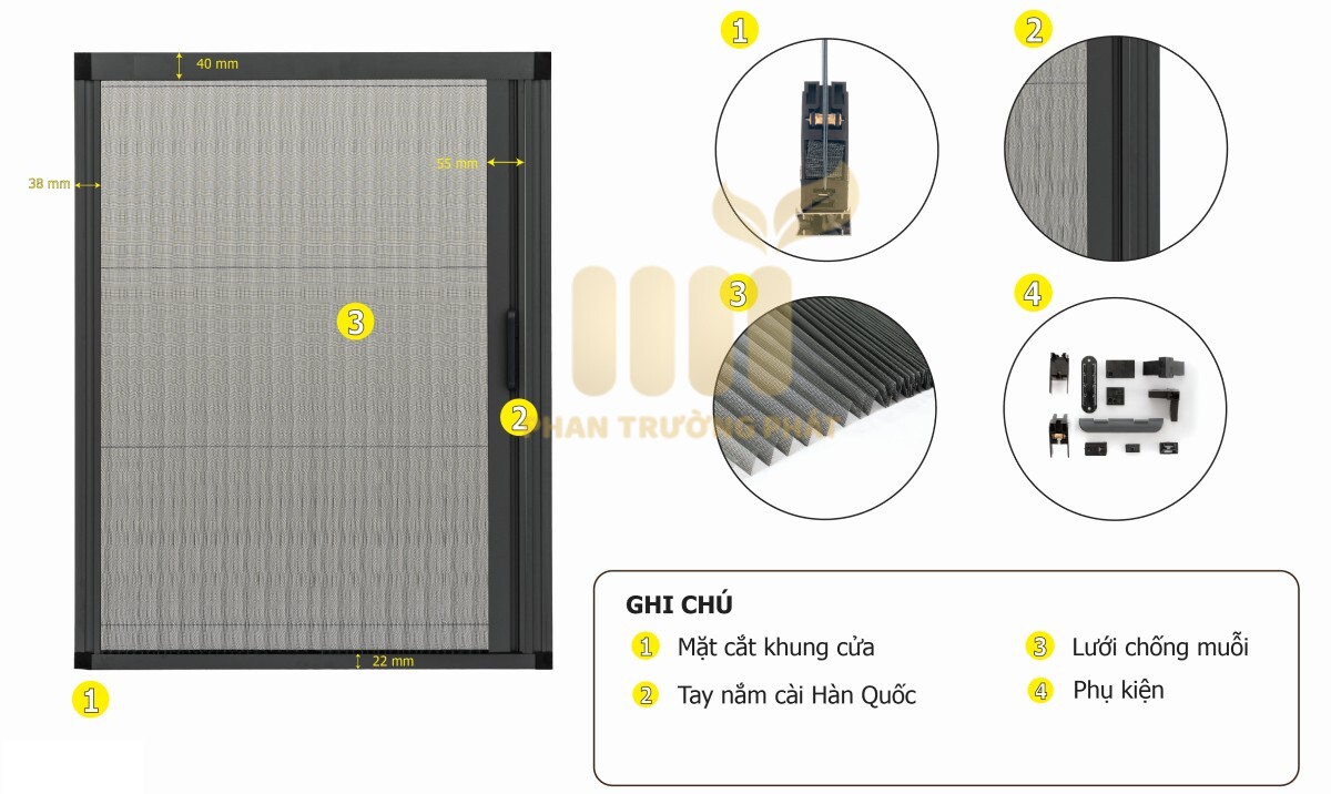Cấu Tạo Chi Tiết Của Cửa Lưới Xếp Có Ray Hệ 30