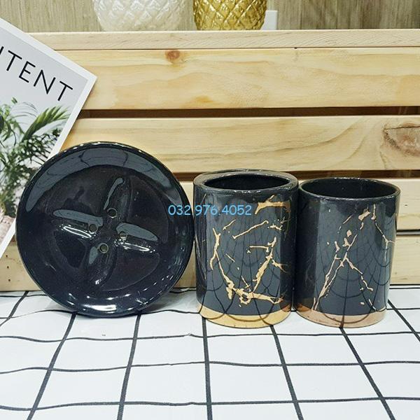 Cốc Đánh Răng Phòng Tắm Vân Đá Vàng Kim