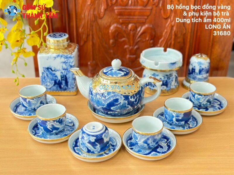 Combo Ấm Chén Men Xanh Bọc Đồng combo am chen boc dong hang men xanh