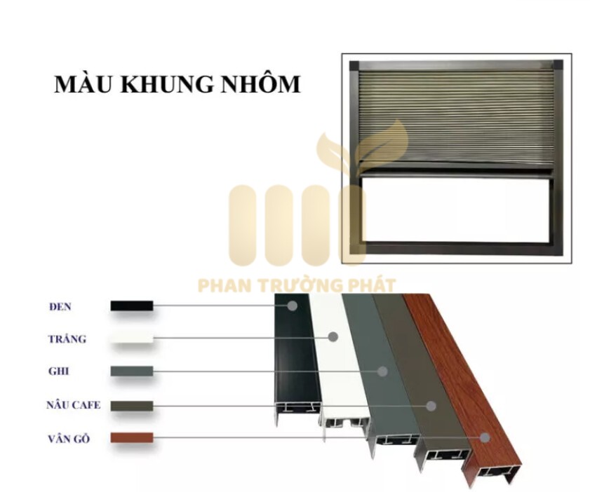 Các màu khung nhôm của rèm tổ ong