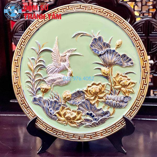 Đĩa sứ lưu niệm cao cấp sen dia su luu niem cao cap sen 2