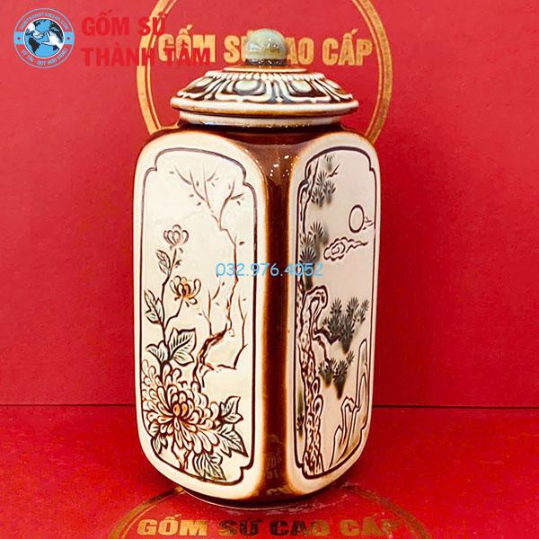 Hộp Đựng Chè Đắp Nổi Dáng Cao