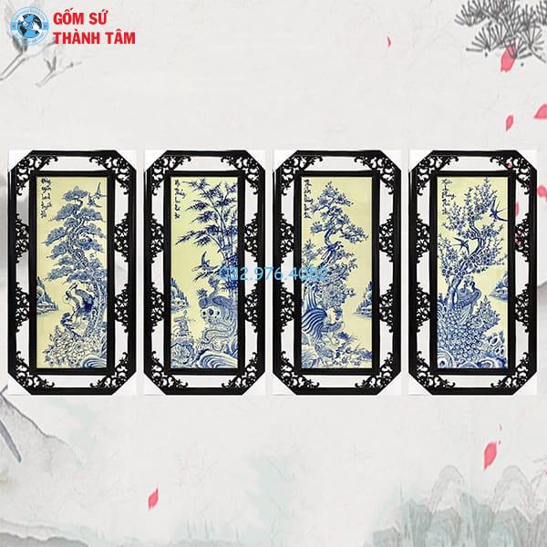 Tranh Tứ Quý Khung Nhỏ Vẽ Trơn