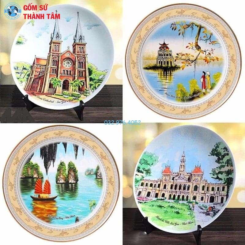 Đĩa sứ lưu niệm du lịch – Món quà gợi nhớ hành trình đẹp Đĩa sứ được sản xuất với hình ảnh đặc trưng vùng miền